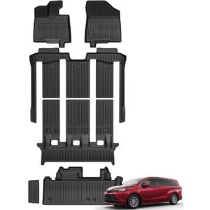 Floor Mats for Toyota Sienna 2021-2026, All Weather Floor Mats Lower Trunk Cargo Liner Accessories, Full Coverage Set (Fit 7 Sests)