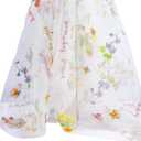 Flower Butterflies Mesh Tulle by Yards, 33.5 x 51.2 Inch 3D Embroidered Mesh Tulle Fabric, Sheer Embroidery Fabric for DIY Wedding Sewing Accessories Party Dress