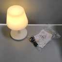 Outdoor Table Lamp/Cordless USB Rechargeable 4000mAh / 2700K LED/Touch Dimmable/Portable Battery Operated / IP44 Waterproof/PE Shade/Bedroom Dinning Camping Patio (9.6 In, White)