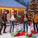 9 Pcs Inflatable Christmas Games Set Snowmen Christmas Tree Ring Toss Game 8 Ring for Xmas Party Favors Indoor Outdoor Game