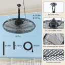 AHAWILL Outdoor Ceiling Fan, 20" Gazebo Fan with Remote,6 Speed, Noiseless, Reversible,Plug in Ceiling Fan with Hook for Pergola, Canopy,Porch(Black), Medium