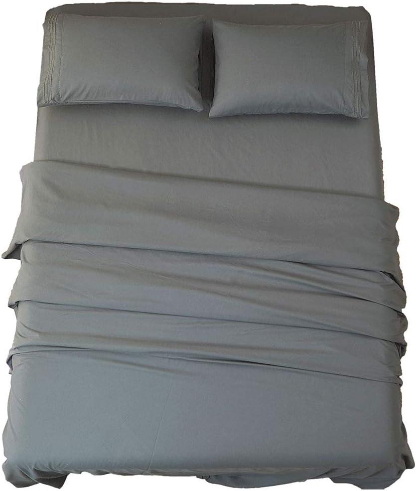 SONORO KATE Bed Sheet Set Super Soft Microfiber 1800 Thread Count Luxury Egyptian Sheets 16-Inch Deep Pocket Wrinkle and Hypoallergenic-4 Piece (Queen Dark Grey)