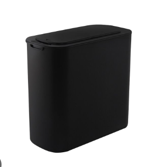  Bathroom Trash Can with Lid, Automatic Garbage Can Touchless, Smart Plastic Waste Basket for Narrow Spaces, Bathroom, Office, Bedroom, Living Room (Black)