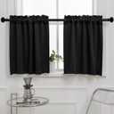 Pickluc Black Cafe Curtain (Half Window Curtain) 30 Inches Length, Rod Pocket Small Kitchen Curtain, Short Blackout Curtain for Small Window, 30" Wide and 30" Long, 2 Panels