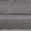 PureFit Reversible Quilted Sofa Cover, Water Resistant Slipcover Furniture Protector, Washable Couch Cover with Non Slip and Elastic Straps for Kids, Dogs, Pets (Sofa, Gray/Light Gray) (Large)