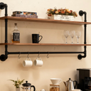 Industrial Pipe Shelving Wall Mounted,Pipe Shelves with Plank(2 Tier 42In)