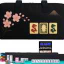American Mahjong Set Complete, Full Game with 166 Mahjong Tiles, Mahjong Racks with Pushers, Instructions, Dice, Chips, Wind Indicator & Mahjong Accessories in Mahjong Bag (Dragon Bloom)