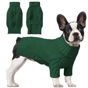 Dog Sweaters for Small Medium Large Dog, Classic Turtleneck Pet Clothes Warm Thermal Doggy Winter Coat, Thick Double Knitting Collar Pullover Cold Weather Puppy Jacket for Indoor & Outdoor Wear Small