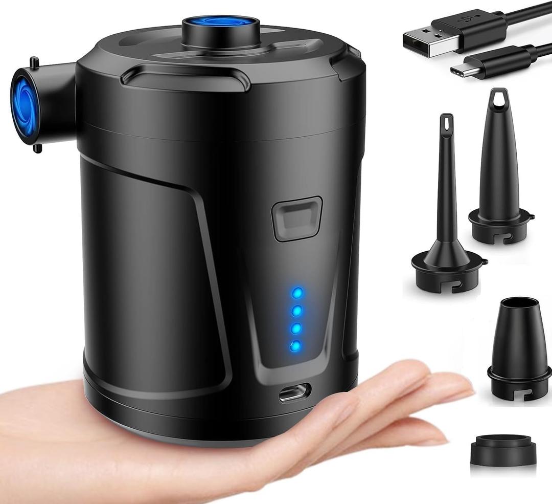 Electric Air Pump for Inflatables 5200mAh Air Mattress Pump Rechargeable Portable Mini Inflator/Deflator Pumps for Outdoor Camping, Inflatable Cushions, Air Mattress Beds, Swimming Ring Pool Toys