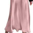 Zeagoo Skirts for Women High Waist Skirt Elegant Midi Skirt Satin (Pink, S)