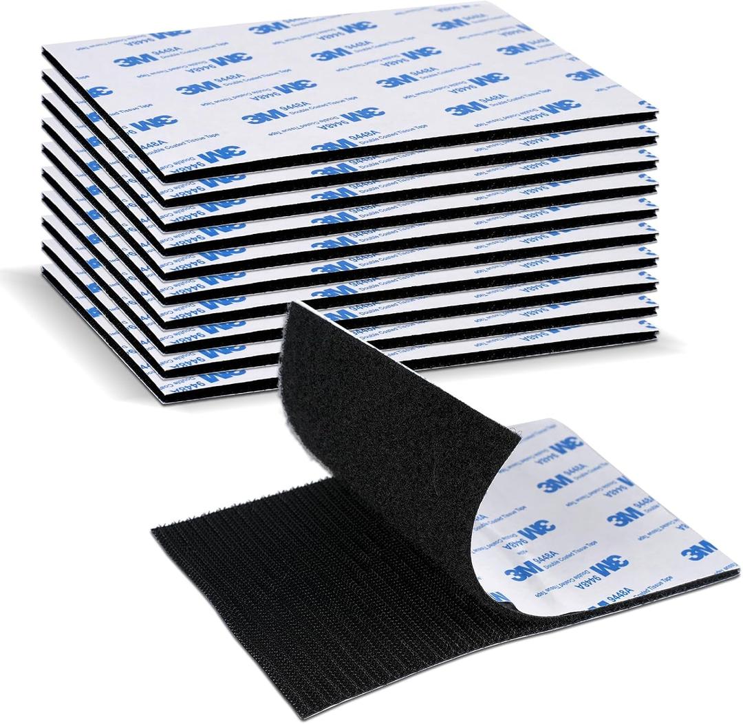 Hook and Loop Self-Adhesive Pad 4''×6'' 10 Pairs, Made with 3M 9448, Reusable Heavy Duty Adhesive Tape for Indoors Outdoors Arts Crafts Home and Office Black