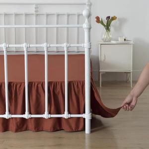 Bed Skirt Queen Size Ruffled Bed Skirt with Split Corners, 18 Inch Drop Dust Ruffle Bed Skirts with Platform, 18'' Queen, Rust