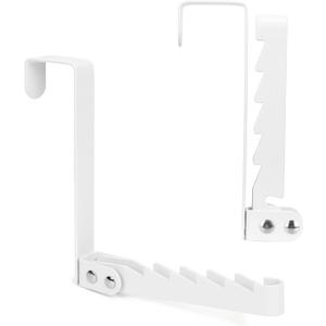 FYY Over The Door Hooks Hanger, 2 Pack Collapsible Folding Over The Door Organizer Rack Space Saving Hanging Storage Hanger for Clothes, Coats, Towels for Bedroom Bathroom White