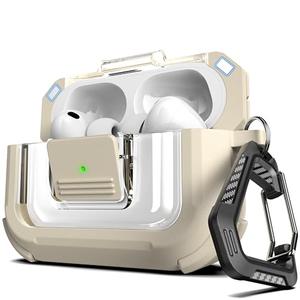 RFUNGUANGO for AirPods Pro 3 Case, Compatible with AirPods Pro 3 Generation Case (2025), Compatible with MagSafe, Magnetic Automatic Lock with Cleaner Kit and Keychain, Front LED Visible, Sand Grey