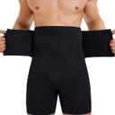 TAILONG Men's Shapewear Tummy Control Shorts High Waist Underwear Slimming Body Shaper Compression Boxer Brief (Black)