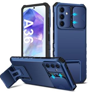 Galaxy A36 Case Compatible for Samsung Galaxy A36 5G, Slide Camera Cover Lens Protection, Military-Grade Shockproof Phone Case with Kickstand Rugged Protective Cover for Samsung A36 (Blue)