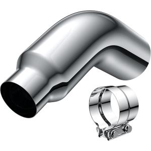 5 Inch(ID) Diesel Exhaust Tip with Clamp, 5'' Inlet 7'' Outlet 23'' Long Chrome Turndown Exhaust Tip