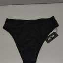 Zmart Women V Cut Cheeky Bikini Bottoms - Mid Waist High Cut Swim Bathing Suit Bottoms V Front Swimsuit (X-Small, Black)