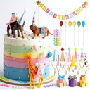 Gemscream 39 Pcs Safari Animal Cake Toppers Party Cake Animal Decorations Jungle Figures with Hats Mini Balloons for Wild Zoo Theme Party Birthday