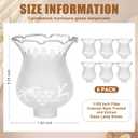 4 x 6 Pcs 1 5/8 Inch Fitter Colonial Style Frosted and Etched Design Glass Lamp Shade Replacement for Vintage and Antique Style Globes Contemporary Home decorations