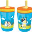 Zak Designs 15oz Bluey Kelso Tumbler Set, Leak-Proof Screw-On Lid with Straw Made of Durable Plastic and Silicone, Perfect Bundle for Kids, 2 Count (Pack of 1)