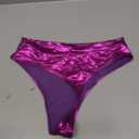 Kepblom Women's Thong Metallic Rave Bottoms Shiny High Waisted Panties for Festival Clubwear Dancing L