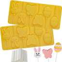 Kamehame Easter Lollipop Molds, Silicone Bunny Egg Butterfly Lollipop Molds with 100 Paper Lollipop Sticks for DIY Chocolate,Candy