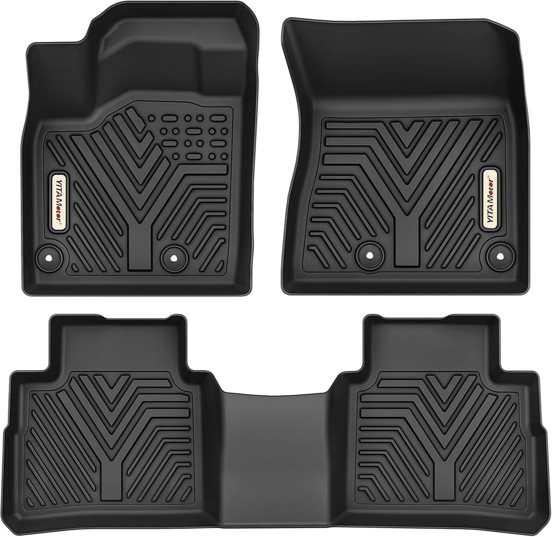 YITAMOTOR Floor Mats Compatible with 2021-2025 2026 Nissan Rogue, TPE All-Weather Protection 1st & 2nd Row Car Floor Liners Rogue Accessories, Black