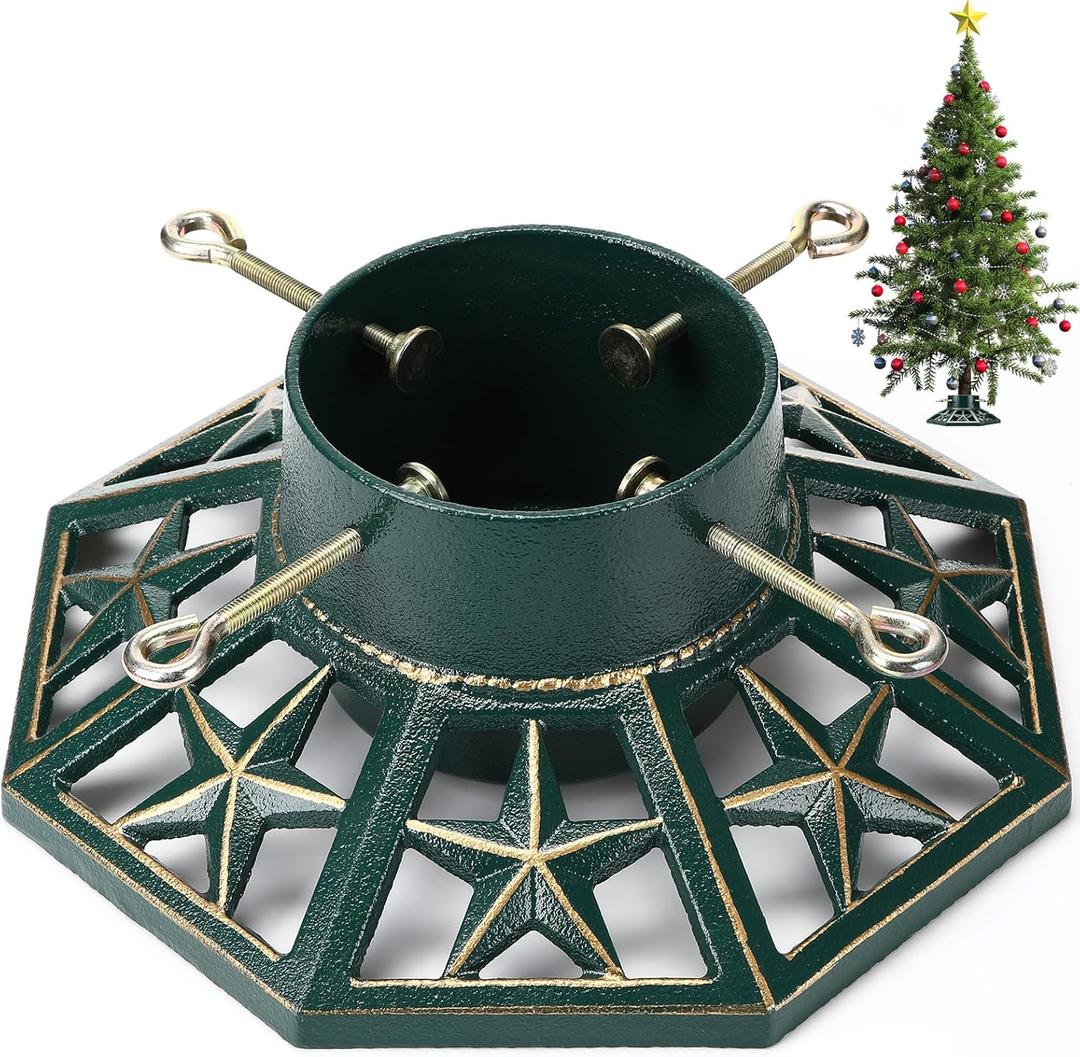 Christmas Tree Stand for Live Trees Real Xmas Tree Holder Base up to 8 ft Replacement Stand with Water Reservoir, 5.5 Inch Diameter, 120lb Weight Capacity for Christmas Decoration