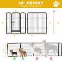 Pvpy Yvrd Heavy-Duty Iron Dog Playpen Outdoor Indoor,24 inch 4 Panels Dog Fences for RV Camping/Yard/Garden,Portable Dog Play Pen for Dogs,Puppies, Small Animals,Black SilverRefill Pack
