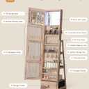 Nice tree 360 Swivel Jewelry Cabinet with Lights, Touch Screen Vanity Mirror, Rotatable Full Length Mirror with Jewelry Storage, Standing Jewelry Armoire Organizer, Foldable Makeup Shelf, Oak
