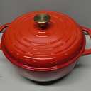 Umite Chef 6QT Enameled Cast Iron Dutch Oven with Lid, Versatile Heavy-Duty Cookware Pot for Baking Bread, Braising, Soups & Stews, Oven & Stovetop Safe with Heat Resistant GlovesRed