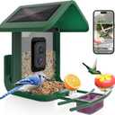 Bird Feeder with Camera Solar Powered : Smart Camera Bird Feeder 2K Live Feed Cam for Backyard - AI Identify Auto Capture Videos Pictures, Gifts for Birdlover Mom Dad, 2.4GHz WiFi (Green)