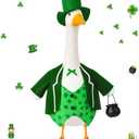 FuWeave St Patrick's Day Shamrock Goose Outfit Lawn Porch Goose Clothes for 23" St Patricks Day Shamrock Outdoor Patio Yard Lawn Art Decoration (Fresh)