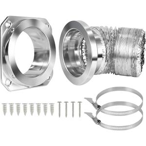 Magnetic Dryer Vent Coupling Connector Kit DV180 - Airtight Seal Quick Connect System with 4" Aluminum Duct Hose & Clamps for Easy Cleaning & Maintenance