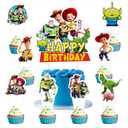 25Pcs Cartoon For Toy Inspired Story Cupcake Toppers,Inspired Cupcake Picks School Wizard Theme Birthday Party Cake Decorations Supplies.