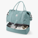 Travel Duffel Bag, 18x14x8 Inches Travel Bag Spirit with Shoes Compartment, Weekender Overnight Bag for Women with Trolley Sleeve, Carry On Bag for Airplanes Sport Tote Gym Bag LightBlue