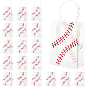 24 Pcs Sports Party Favor Bags Baseball Soccer Basketball Clear PVC Sport Goodie Gift Bags Favors for Kids Adult Team Party Decoration 5.9 x 3.1 x 7.8 Inch
