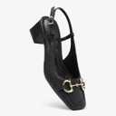 NEWBELLA Women's Closed Toe Chunky Heel Sandals - Ankle Strap Slingback Sandals with Pull-Up Buckle for Business & Daily Wear