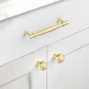 Asidrama 10 Pack 5 Inch(128mm) Gold Kitchen Cabinet Handles, Cabinet Pulls Kitchen Cabinet Hardware for Cupboard Drawer Pulls (5" Hole Center)