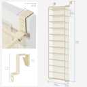 Whitmor 36 Pair Over the Door Shoe Rack,12 Tier Hanging Shoe Organizer with Metal Frame & Mesh Shelves, Heavy Duty Shoe Storage Holder for Door, No Drill Installation, 74" H x 21.7" W x 7.5" D, Beige