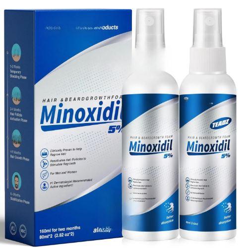 TEADZ 5% Minoxidil for Men and Women，Minoxidil hair growth products，Intense Hair Growth Serum，May Promote Faster, Stronger, Thicker Hair Growth to Fight Hair Loss and Thinning Hair（2.82 oz*2)