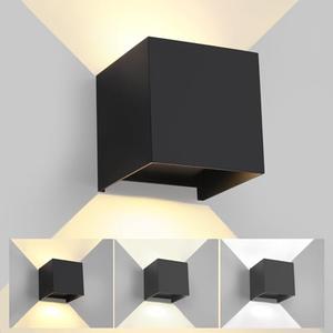 LED 15W 1 Pack  Outdoor Wall Lights Exterior/Interior 3 Colors Adjustable Wall Light Fixture IP65 Waterproof Porch Exterior Wall Sconce Modern Outdoor Lighting Square Aluminum Black Up and Down Lights