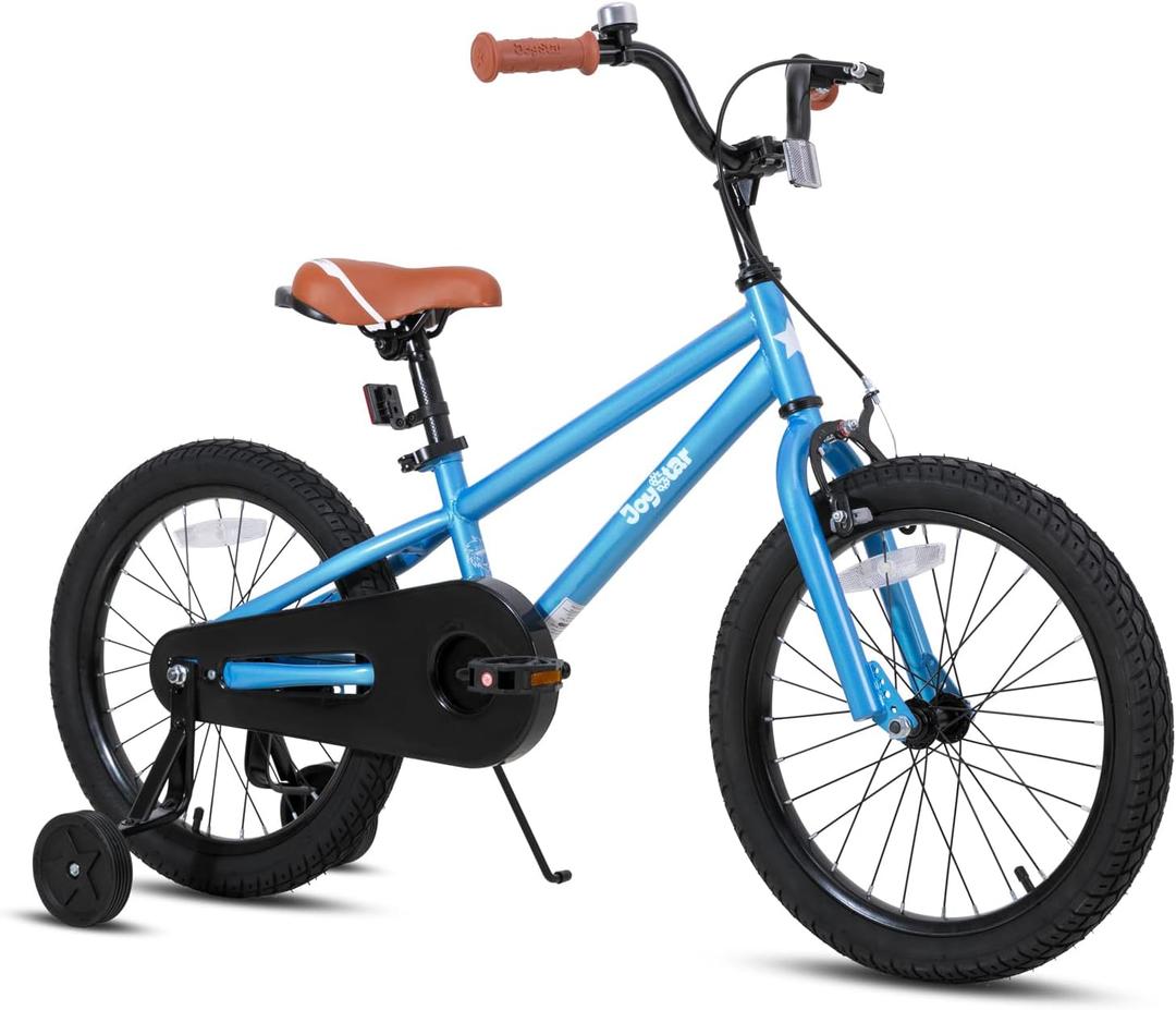 JOYSTAR Kids Bike for Ages 5-8 Years Old Boys Girls, BMX Style Kid's Bikes with Training Wheels, Children Bicycle for Kids and Toddler, Multiple Colors, 18 Inch with Training Wheels & HandBrake