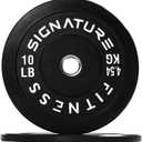 Fitvids 2" Olympic Bumper Plate Weight Plates with Steel Hub, 10LB, Pair, Black, Updated