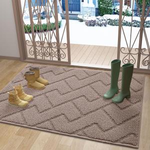 OLANLY Indoor Door Mat, 40x32, Dirt Resistant and Absorbent, Sturdy Non-Slip Rubber Backing, Easy to Clean, Washable Low-Profile Doormat for Entryway, Brown