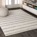 JONATHAN Y Williamsburg Minimalist Stripe Cream/Gray Indoor Area Rug, 5x8, Contemporary, Modern, Easy-Cleaning for Living Room, Bedroom, Kitchen, Pet Friendly, Non-Shedding (MOH201A-5) (5'3" x 7'7" (Rectangular))