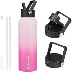BJPKPK 40oz Stainless Steel Insulated Water Bottle with 3 Lids, Sakura - BPA Free Leakproof Thermos Bottle for Sports & Gym