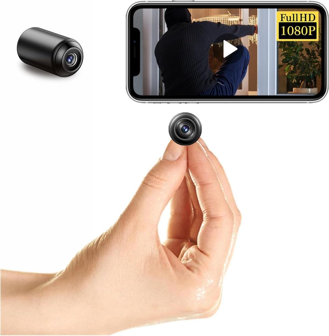 Small Wireless WiFi Bullet Camera,Mini Tiny Camera,HD1080P Video Recorder Live Feed,Tiny Portable Camera,Baby Monitor,Covert Nanny Cam with Auto Night Vision Detection,Cloud Storage,Loop Record APP