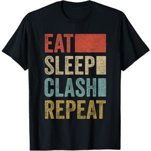 Eat Sleep Clash Repeat Vintage Gaming Clan Retro Clash T-Shirt, S
